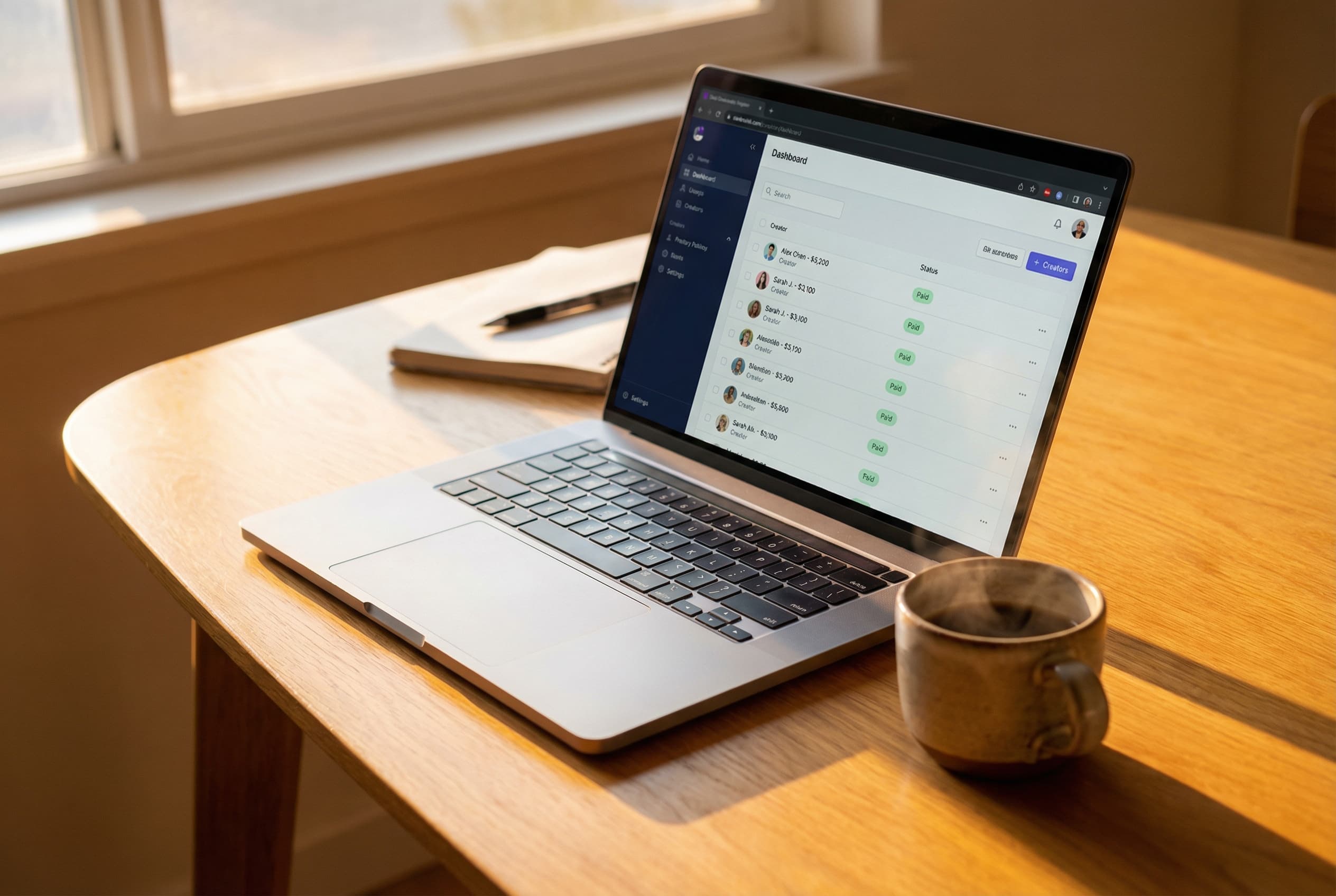 Payout dashboard on laptop